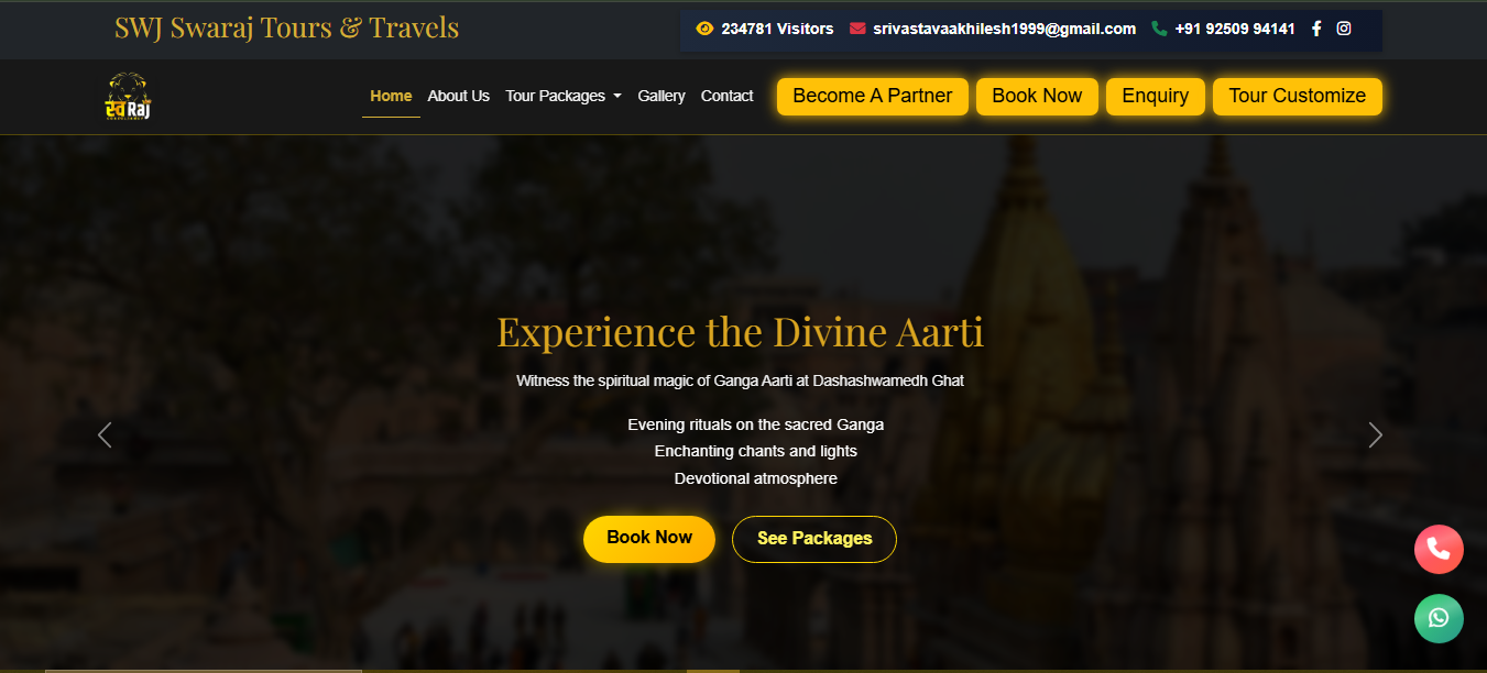 Divine Journey – SWJ Swaraj Tours & Travels Web Portal